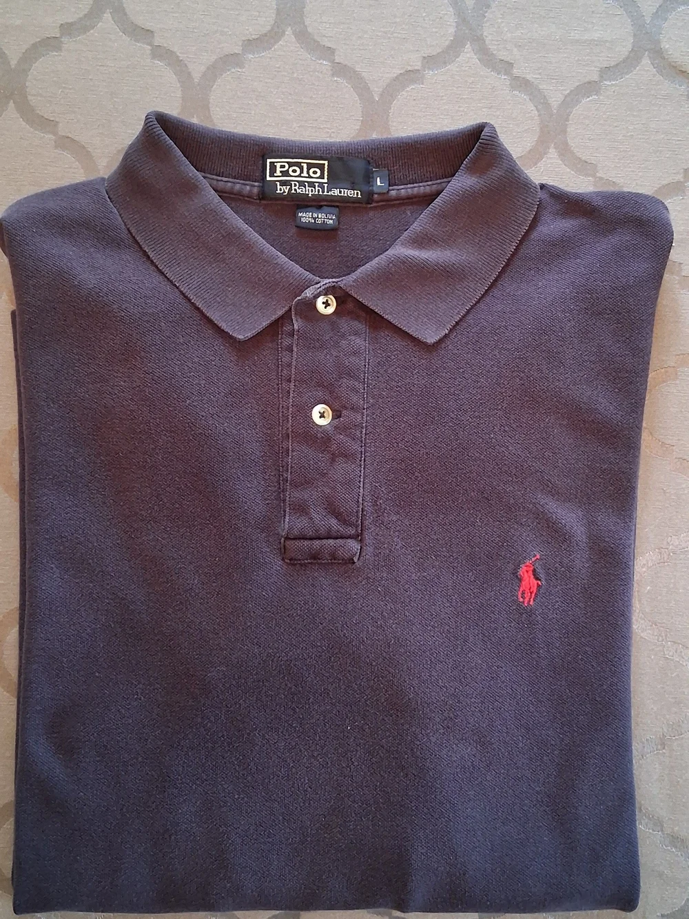 VTG 90s Polo Ralph Lauren Navy Blue Long Sleeve Polo Shirt Men's Large